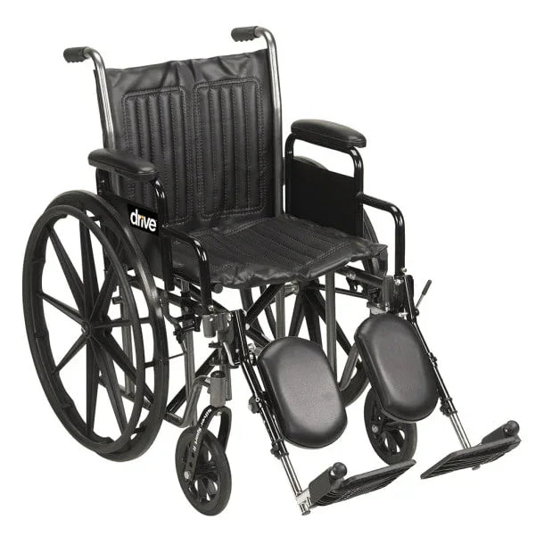 Drive Medical 16in x 16in Silver Sport Manual wheel chair with elevating leg rests - Ardent Medical Supply