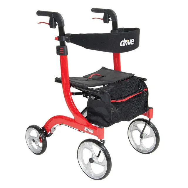 Nitro Rollator by Drive Medical Red/Black - Ardent Medical Supply